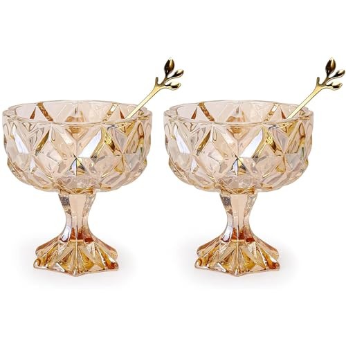 Dessert Glass Bowls, 280ML Ice Cream Footed Dessert Cups, Glass Dessert Bowls gallery