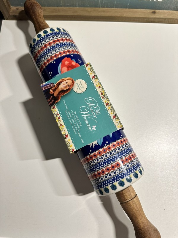 The Pioneer Woman Fiona Floral Stoneware Ceramic Rolling Pin RARE Retired HTF gallery