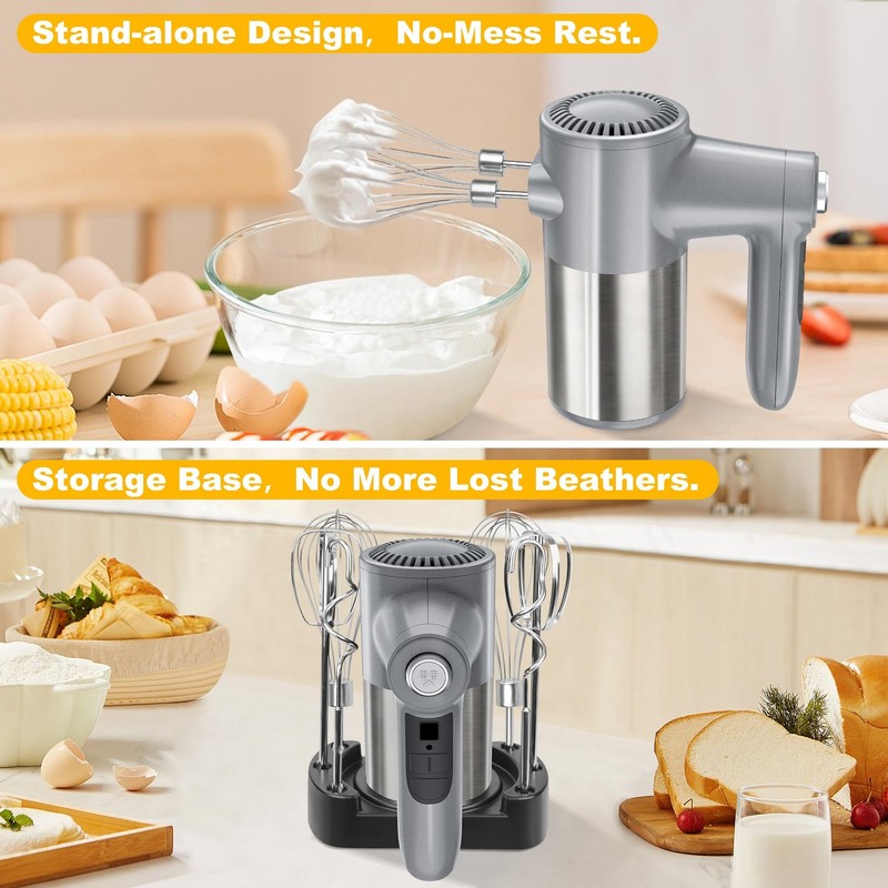 Cordless Electric Hand Mixer, 7 Speed Rechargeable Wireless Handheld Mixer wi... gallery