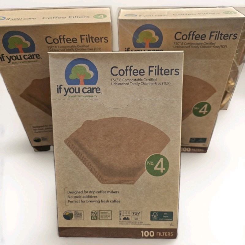 If You Care Coffee Filters #4 Unbleached 100 Per pack (Lot of 3 Packs) 300 Total