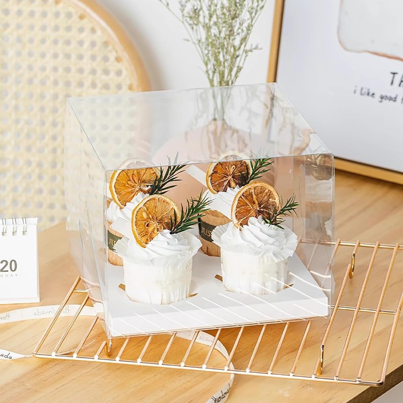 20 Pack Clear Cupcake Boxes with Gift Ribbon, 4 Count Plastic Cupcake Contain... gallery