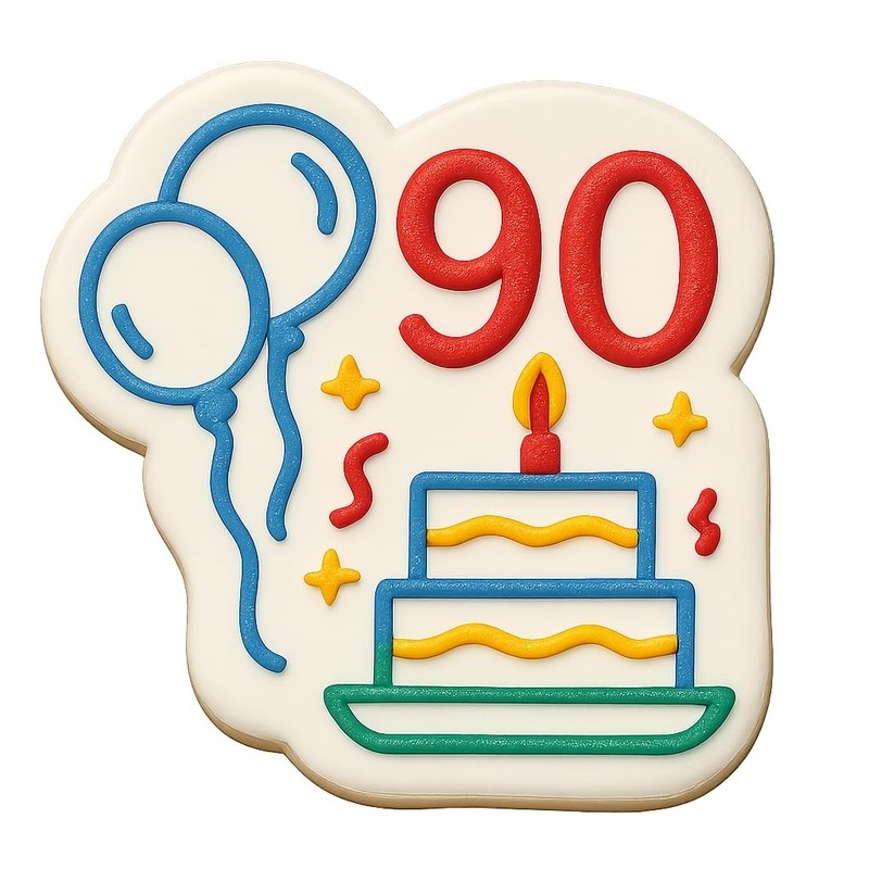 Festive 90th Birthday Cookie Cutter & Stamp, Fondant & Clay - 4x4 gallery