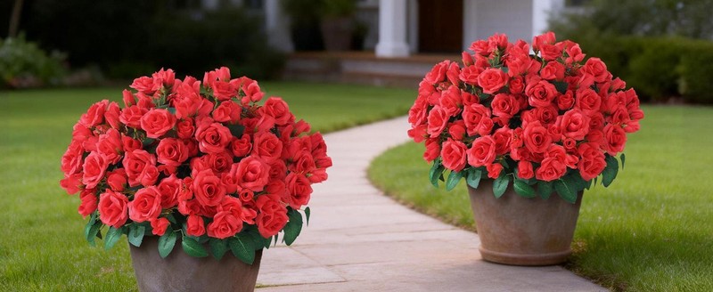 2 Set of Artificial Rose iary Trees - Faux Silk Flower Potted gallery