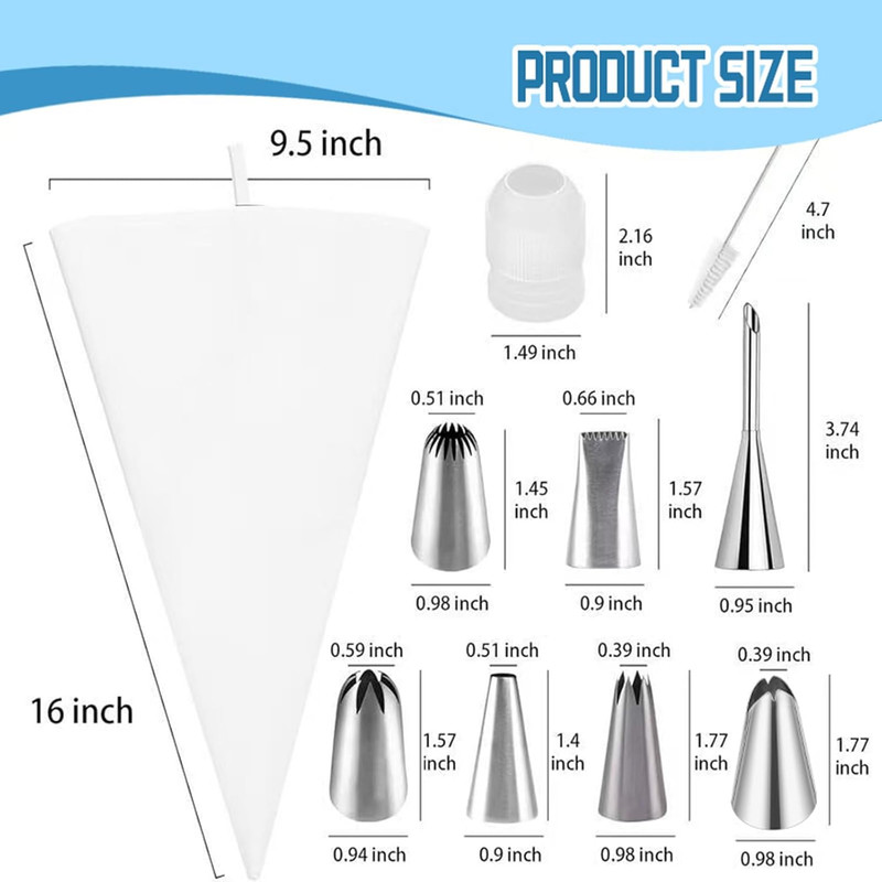 Reusable Piping Bags and Tips Set – 16" Pastry Bags for Cake Decorating, Cupcake gallery