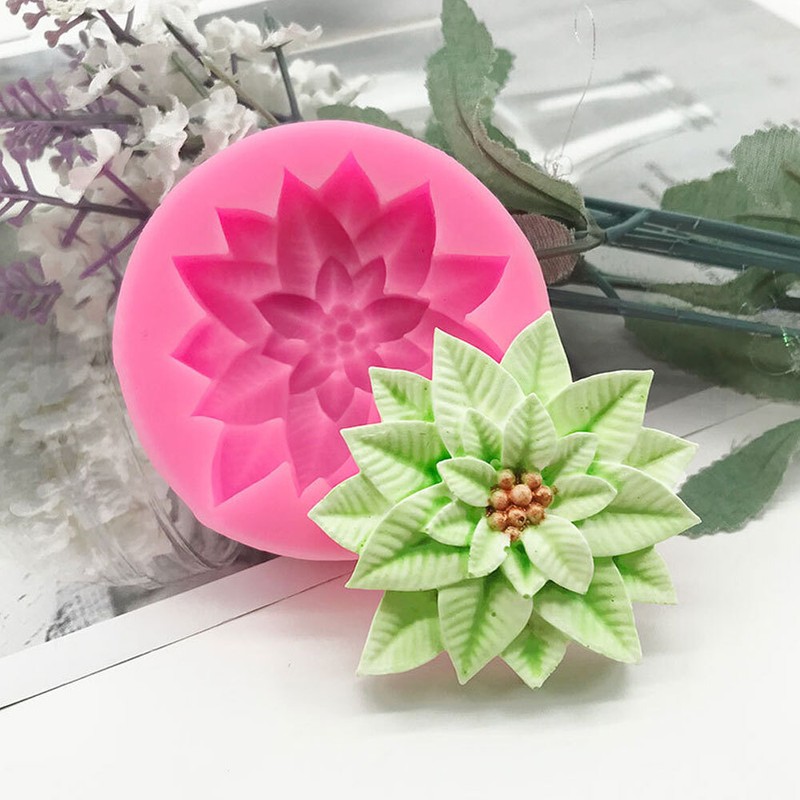 Poinsettia Christmas Flower Silicone Sugarcraft Mold Resin Tools Cupcake Fondant gallery