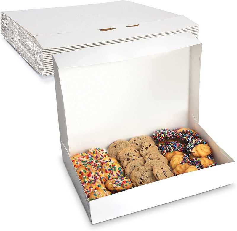 MT Products White Cookie Box – 15″ x 11.5″ x 2.25″ Bakery Boxes – Pack of 15
