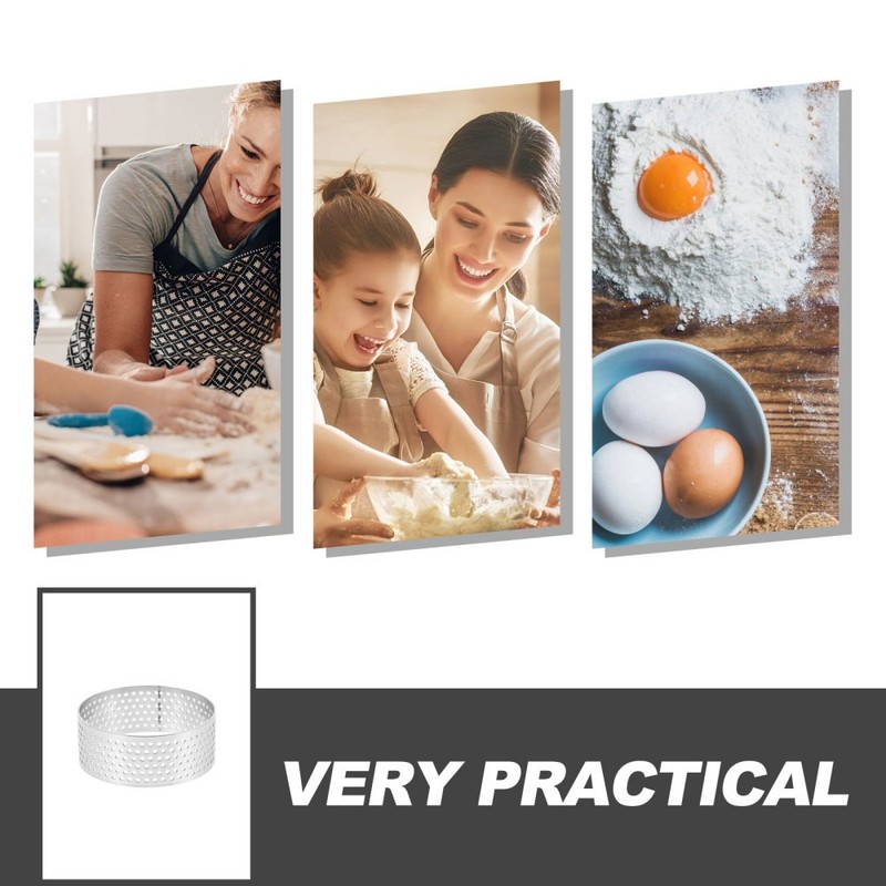 4pcs Stainless Steel Tart 1.97 Inch Perforated Cake Mousse - Round gallery