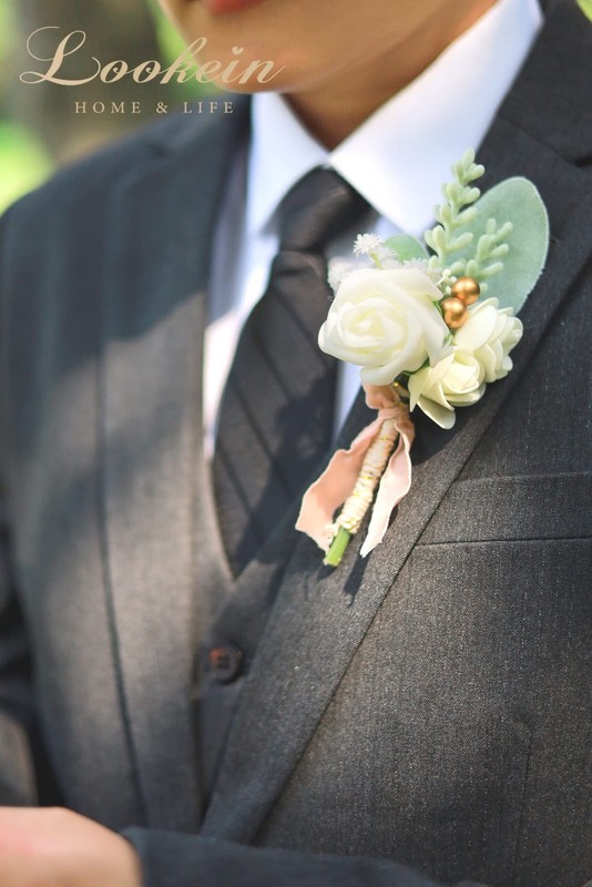 Lookein Dusty Rose Wedding Boutonniere For Men Set Of 6 Artificial Rose gallery