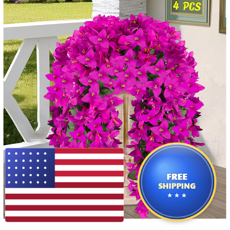 Alotiki Artificial Bougainvillea Flowers For Outdoor Plant4 Pcs Faux Hanging