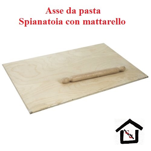 BIRCH WOOD PASTA FLATBED ROLLING PIN WITH BAR FIXED AXIS 57×37