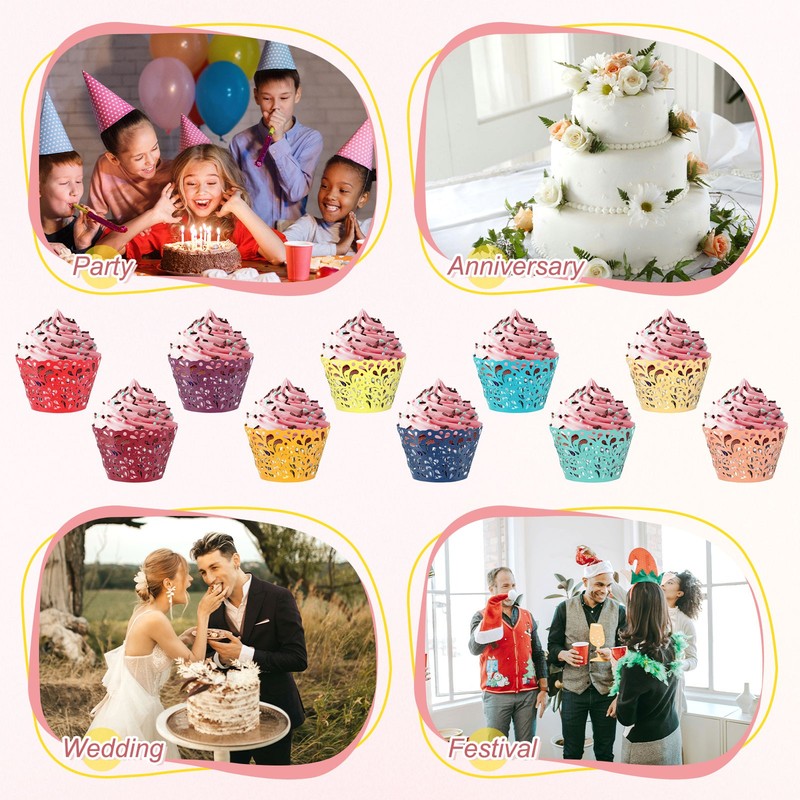 50-Pack Water Drop Cupcake Liners for Wedding Party Decoration[Dark Red] gallery