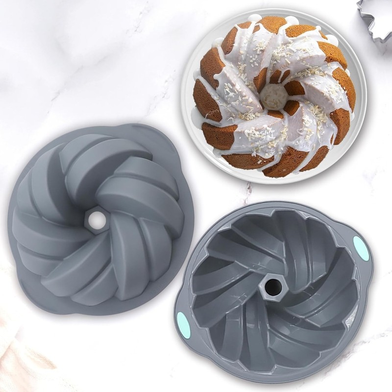 Moldes De Silicona Acanalados Para Pasteles, Moldes De Tubo Para Hornear NEW US. gallery