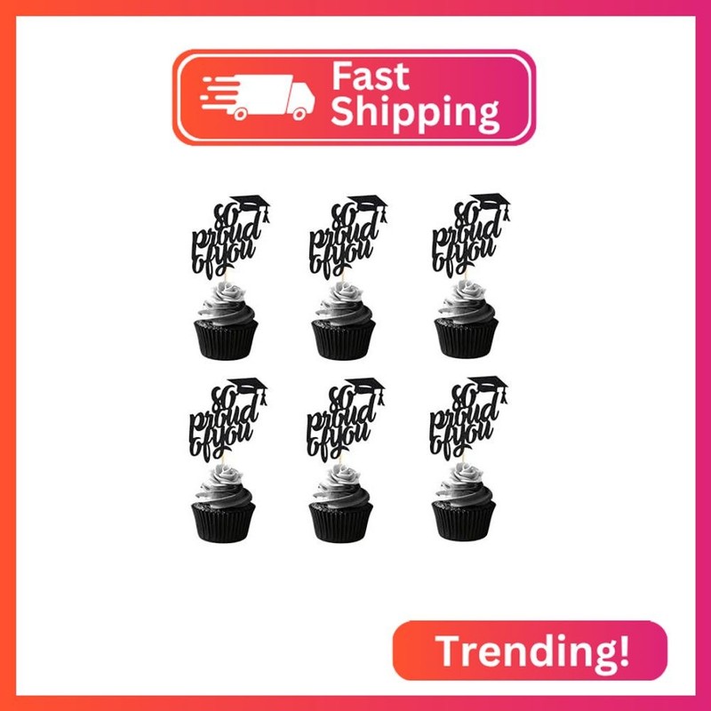 Arthsdite 24Pcs So Proud of You Cupcake Toppers Class of 2025 Cake Decorations C