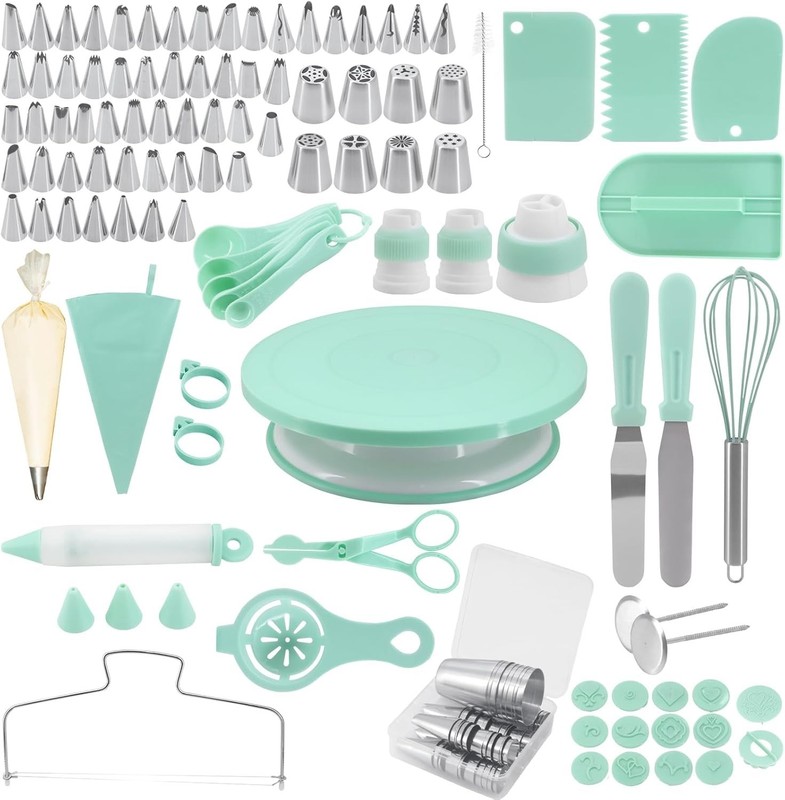137 Pcs Cake Decorating Kit, Cake Decorating Set with Cake Turntable, Cake De…