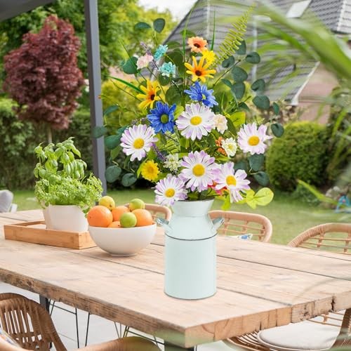 Fake Flowers with Vase, 23" Tall Faux Floral Arrangement in Metal Pot Yellow gallery