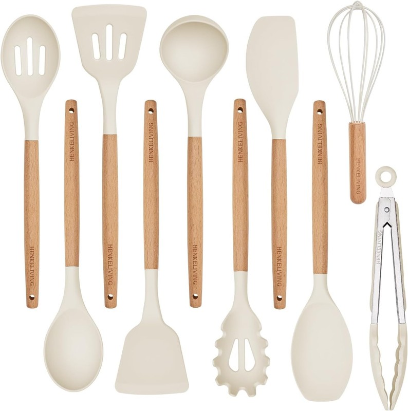 Silicone 10 Pcs Kitchen Cooking Utensils Set, Recycled Materials
