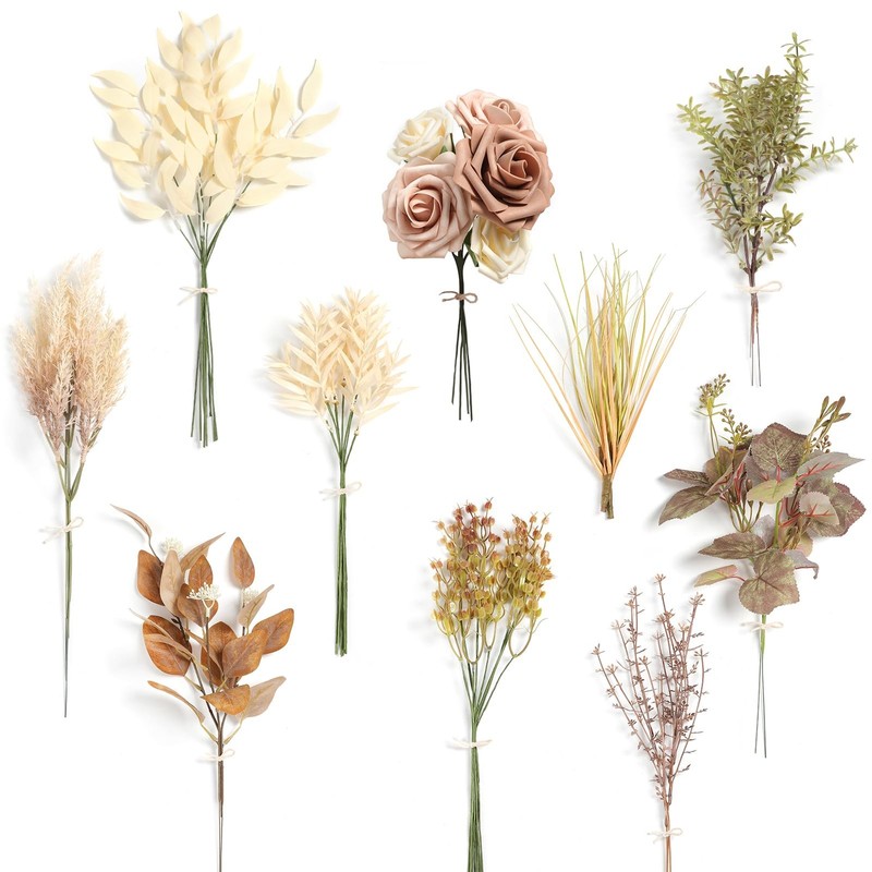 Serra Flora Artificial Greenery Stems Combo Set34Pcs 7 Kinds Of Faux Greenery