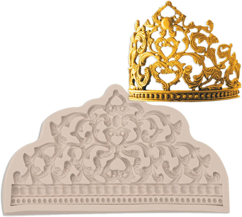 Crown Fondant Molds, 3 Pcs, Baroque Photo Frame Silicone Molds, Chocolate Mould gallery