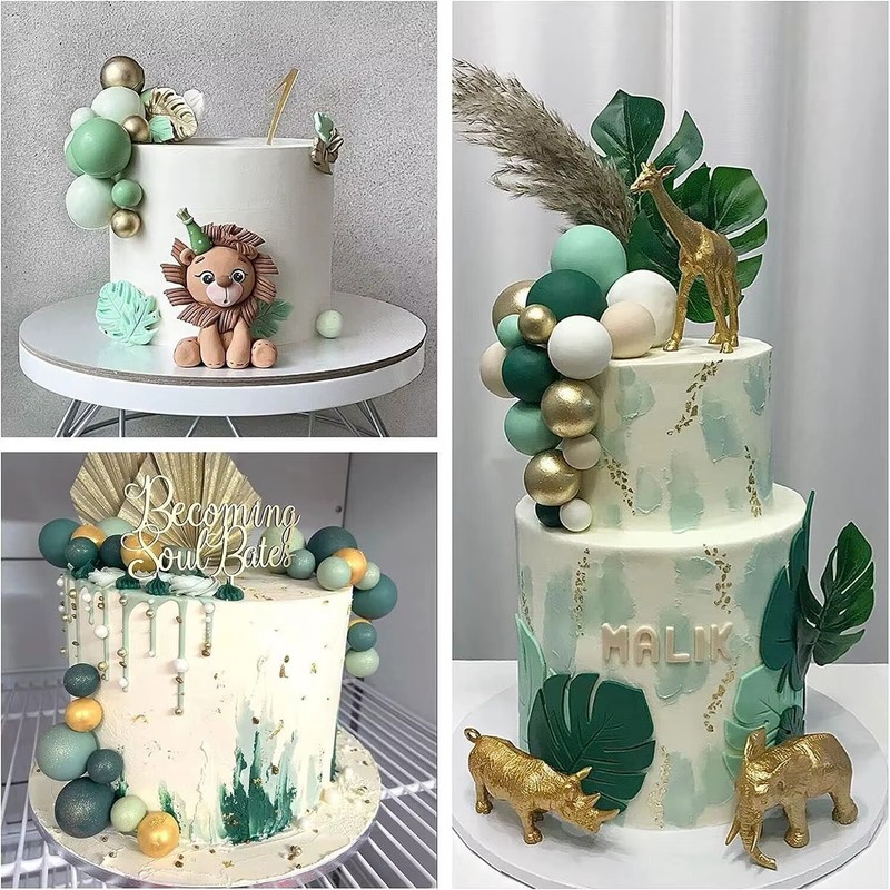 32Pcs Green Ball Cake Topper Mini Balloons Sticks Foam Balls Cake gallery