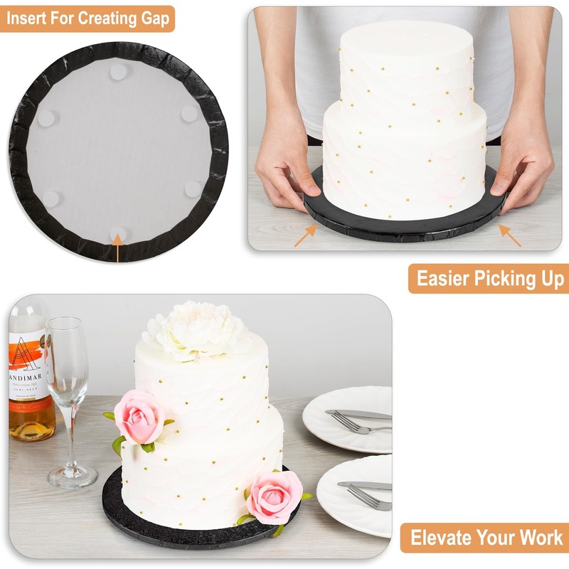 9 Pack Cake Board Drums 8/10/12" White/Silver/Gold 1/2" Thick Greaseproof gallery