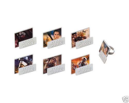 12 Star Wars The Force Awakens Cupcake Rings Topper Bday Party Goody Bag Favor gallery