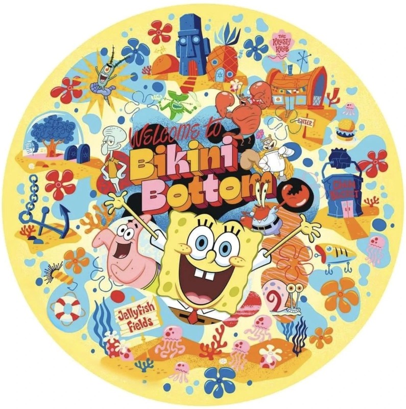 Bikini Bottom, Spongebob edible wafer paper round cake topper, Choose size