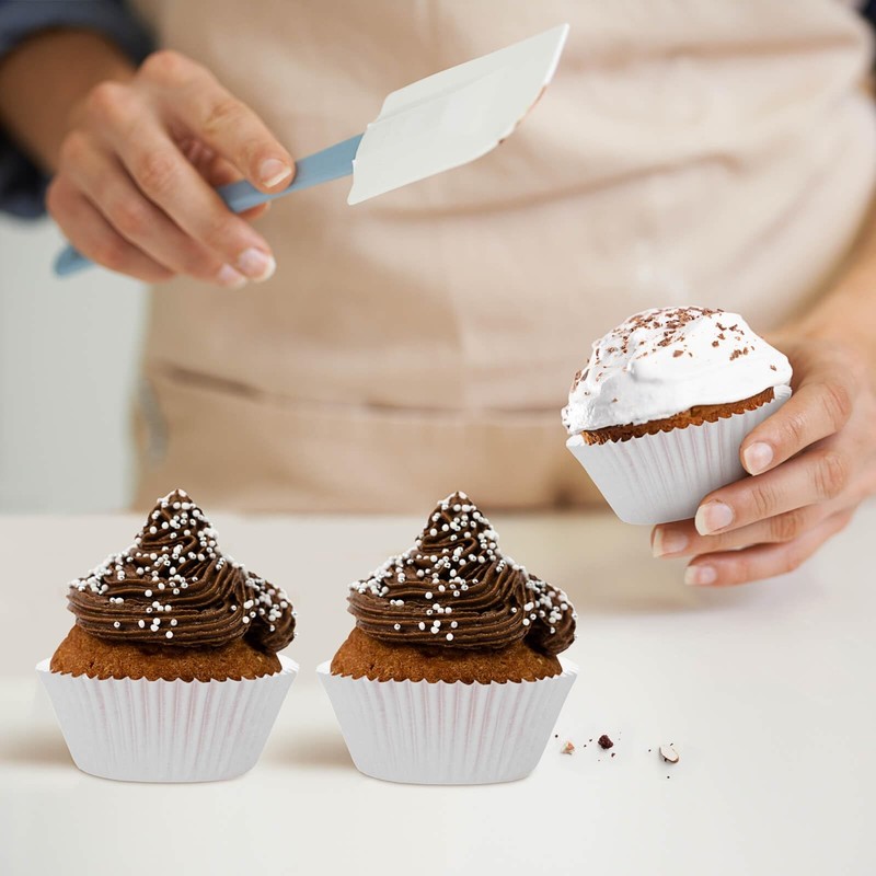 Xlloest Premium Standard Baking Cups, Cupcake Liners Paper, Pack of 200 (White) gallery