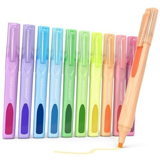 Cute Pastel Highlighters, 10 PCS Highlighters Assorted Colors, Soft Chisel