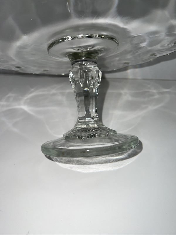Vintage Indiana Glass Teardrop Cake Stand Pedestal Plate Scalloped Edge 11" gallery