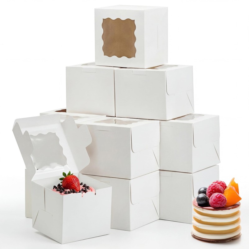 15pcs 6x6x5in Cake Boxes Bakery Carriers, Small Bento Cake Containers Cookie …