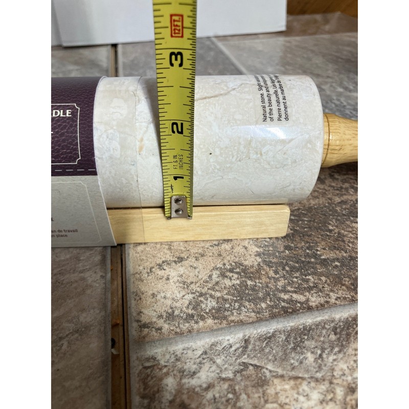 Palm Restaurant Marble Rolling Pin and Cradle Set 18 Inch Natural Stone Cream gallery