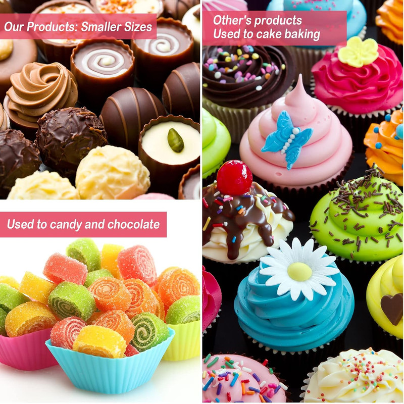 Funtery 600 Count Icing Design Mini Cupcake Liner Baking Cups Paper Small Candy gallery