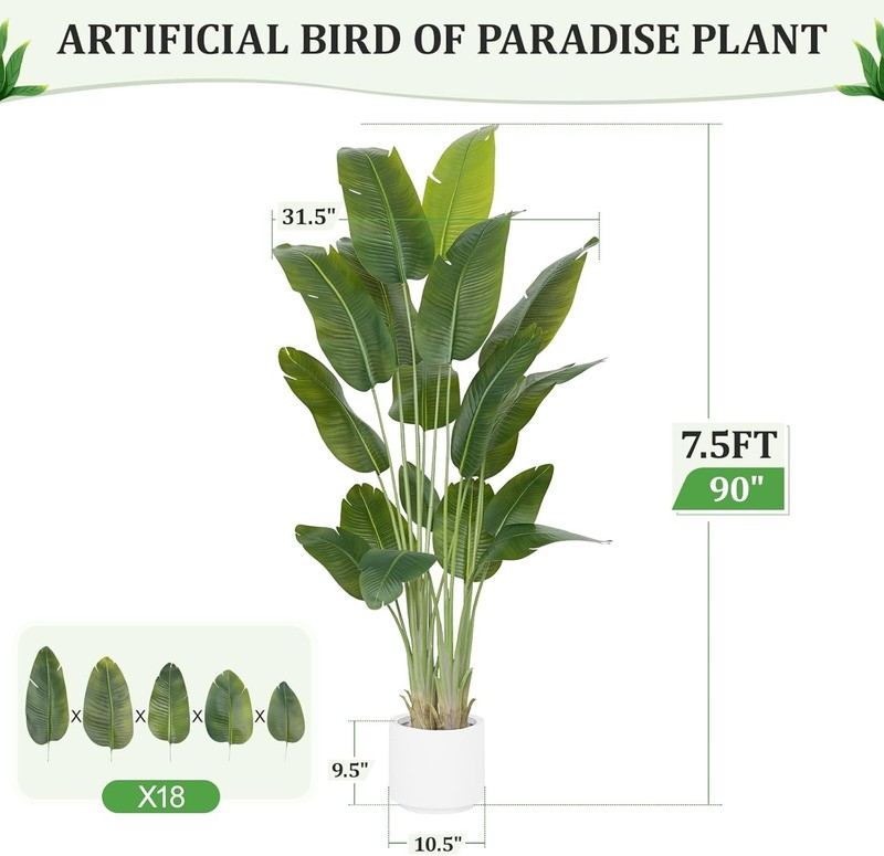 7.5Ft Artificial Bird Plant Fake Tropical Palm Tree gallery