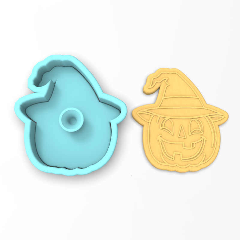 Pumpkin with Witch Hat Cookie Cutter & Stamp | Jack O' Lantern Halloween Autumn gallery