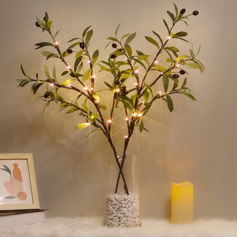 Lighted Olive es for Vases, 32 Inch Olive es with 32 LED