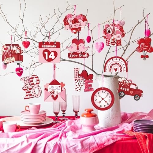 Valentine's Day Decoration for The Home 24 Pieces, Red Wooden Large Red Heart gallery