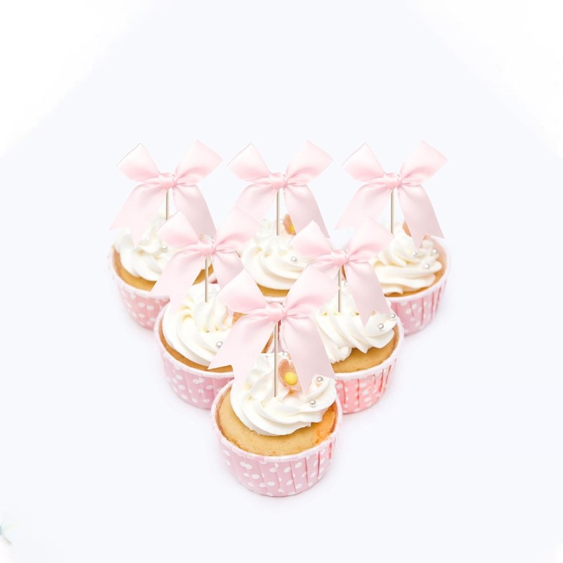 24 PCS Bow Cupcake Toppers Bowknot Coquette Bow Girls Birthday Cake Decorations gallery