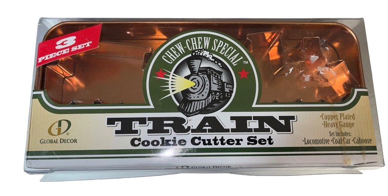 Train Cookie Cutter Set Chew-Chew Special Global Decor Copper Plated Holiday NEW