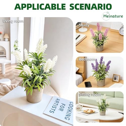Artificial Lavender Flowers in Pot Set of 3, Fake Flowers Purple + Pink + White gallery