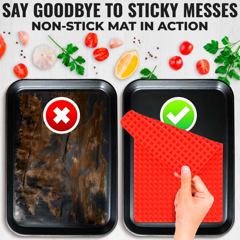 16x11.42" Non-Slip Red Pyramid Baking Mat - Easy to Clean 16"L x 11.4"W, gallery