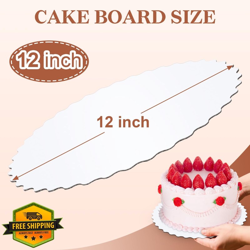 DGB Cake Boards 12in Round White Scalloped 25 Pack gallery