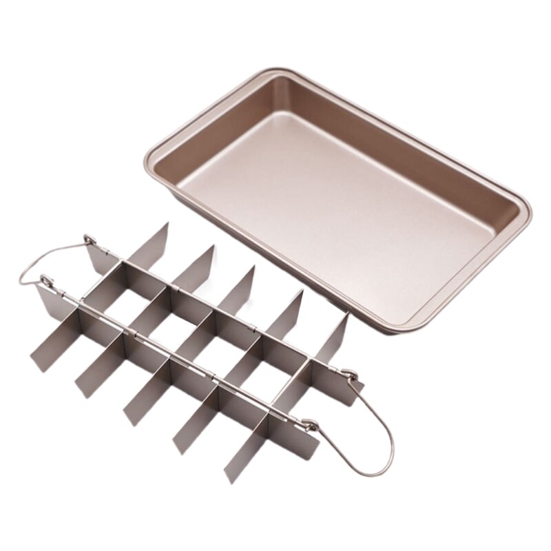 Non Brownie Pan with Removable Dividers Chocolate Cake Baking Tray Kitchen