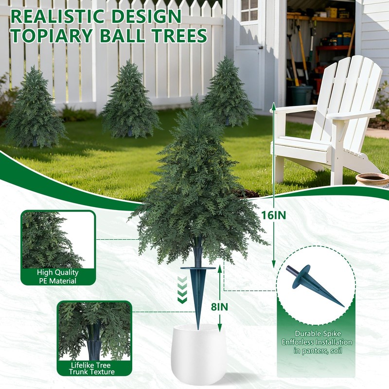 Artificial Cypress Topiary Cedar Trees with Ground Spike, 2 Pieces Fake Pine Shr gallery