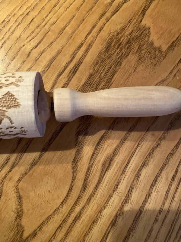 Christmas Embossing Rolling Pin Engraved Wood Wooden Embossed Reindeer Tree gallery