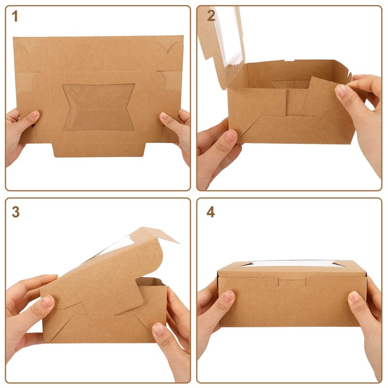 32 PCS 8x6x2.5 Inch Bakery Cookie Box With 3 Style Windows For Dessert gallery