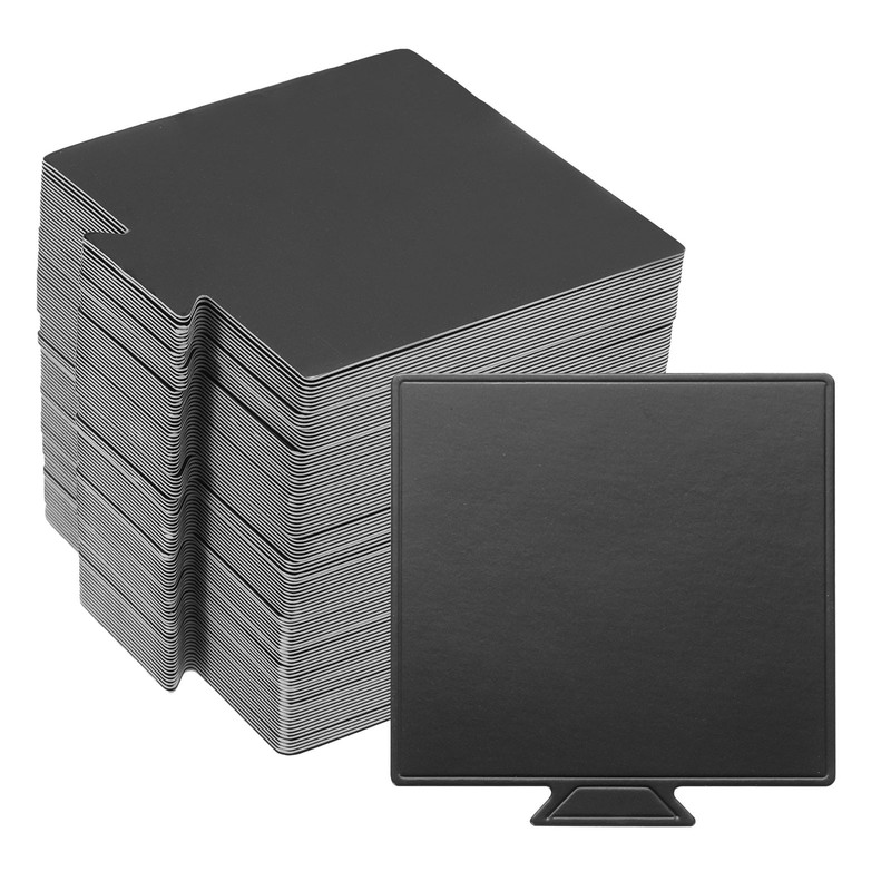 100pcs Mini Cake Boards, Mousse Cake Cardboards Square Cake Bases (Black)