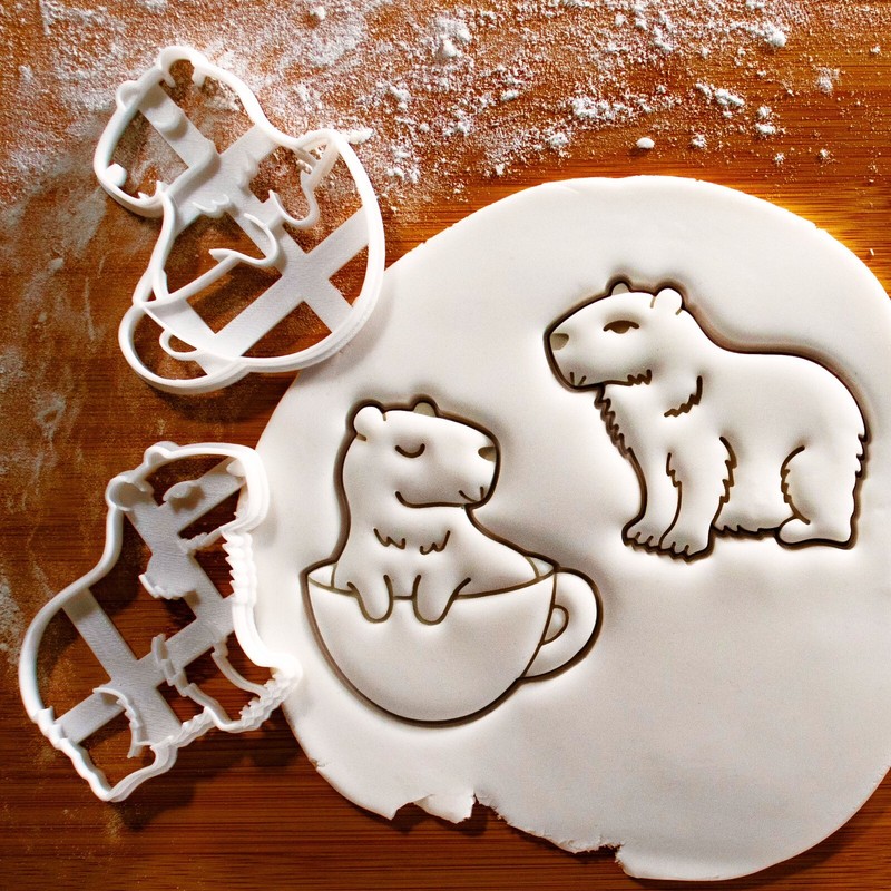 Set of 2 Capybara Cookie Cutters - cute cavy cafe animal baby shower birthday
