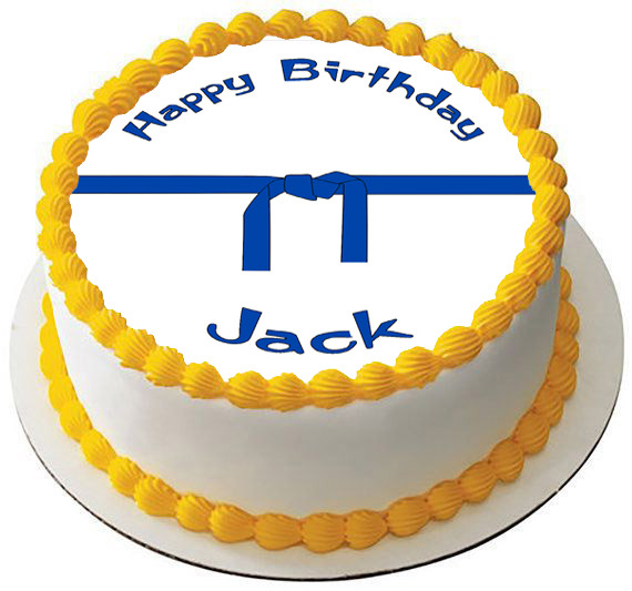 KARATE BLUE BELT MARTIAL ARTS 7.5″ PREMIUM EDIBLE ICING CAKE TOPPER FIGHT D5