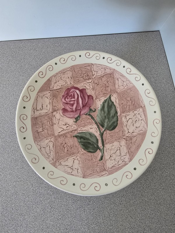 Once Upon A Rose Pedistal Cake Plate Tea Rose Collection Discontinued EUC gallery