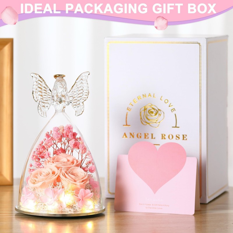 Tiaronics Preserved Rose Angel Figurine - Real Flower Gift for Women gallery